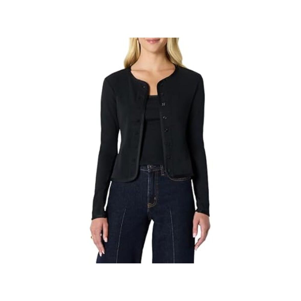 Amazon Essentials Women Slim-Fit Ribbed Cardigan and Cami Set with Straps-Large